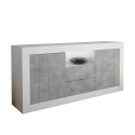Wohnzimmer-Kommode 2 Türen 2 Schubladen Hochglanz Weiß Betonoptik Doppel LBC Angebot