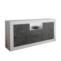 Moderner Sideboard mit 2 Türen und 2 Schubladen in Hochglanz Weiß Schwarz Doppel LBX Angebot