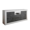 Moderner Sideboard mit 2 Türen und 2 Schubladen in Hochglanz Weiß Schwarz Doppel LBX Angebot