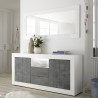 Moderner Sideboard mit 2 Türen und 2 Schubladen in Hochglanz Weiß Schwarz Doppel LBX Sales