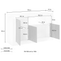 Moderne Anrichte Sideboard 3 Türen Hochglanz Weiß Schwarz Doppel MBX Sales