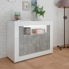 Moderne Sideboard 2 Türen 110 cm Hochglanz Weiß Betonoptik Minus BC Sales
