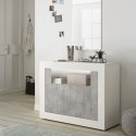 Moderne Sideboard 2 Türen 110 cm Hochglanz Weiß Betonoptik Minus BC Rabatte