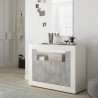 Moderne Sideboard 2 Türen 110 cm Hochglanz Weiß Betonoptik Minus BC Rabatte