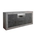 Moderne Anrichte Wohnzimmer Schwarz Beton 2 Türen 2 Schubladen Doppel LCX Angebot