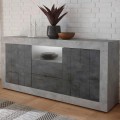Moderne Anrichte Wohnzimmer Schwarz Beton 2 Türen 2 Schubladen Doppel LCX Aktion