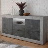 Moderne Anrichte Wohnzimmer Schwarz Beton 2 Türen 2 Schubladen Doppel LCX Aktion
