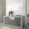 Moderne Anrichte Wohnzimmer Schwarz Beton 2 Türen 2 Schubladen Doppel LCX Sales