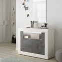 Moderne Design-Kommode, weiß glänzend, schwarz, 2 Türen, 110 cm, Minus BX Sales
