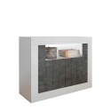 Sideboard modernes Design glänzend weiß schwarz 2 Türen 110cm Minus BX Angebot