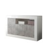 Sideboard Wohnzimmer 3 Türen 138 cm Hochglanz Weiß Beton Doppel MBC Angebot