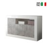 Sideboard Wohnzimmer 3 Türen 138 cm Hochglanz Weiß Beton Doppel MBC Verkauf
