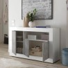 Sideboard Wohnzimmer 3 Türen 138 cm Hochglanz Weiß Beton Doppel MBC Sales