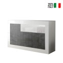 Moderne Anrichte Sideboard 3 Türen Hochglanz Weiß Schwarz Doppel MBX Verkauf