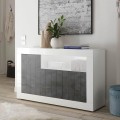 Moderne Anrichte Sideboard 3 Türen Hochglanz Weiß Schwarz Doppel MBX Aktion