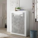Moderner Hochglanz-Sideboard Sior BC, 144cm hoch, Weiß und Betonoptik für Wohnzimmer Sales