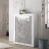 Moderner Hochglanz-Sideboard Sior BC, 144cm hoch, Weiß und Betonoptik für Wohnzimmer Sales