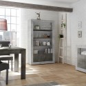 Moderne Bücherregal Wally CX mit 3 Regalböden und 2 Türen in Betongrau und Schwarz Aktion