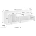 Moderner TV-Schrank 138 cm, 3 Türen, hochglänzend weiß-schwarz, Jaor BX Rabatte