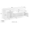 Moderner TV-Schrank 138 cm, 3 Türen, hochglänzend weiß-schwarz, Jaor BX Rabatte