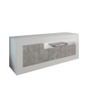 Jaor BC Moderner TV-Schrank, Weiß Hochglanz, Betonoptik, 3 Türen, 138 cm Angebot
