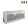 Jaor BC Moderner TV-Schrank, Weiß Hochglanz, Betonoptik, 3 Türen, 138 cm Verkauf