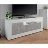 Jaor BC Moderner TV-Schrank, Weiß Hochglanz, Betonoptik, 3 Türen, 138 cm Sales