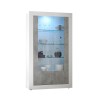 Moderne Wohnzimmervitrine in Hochglanz Weiß und Beton Grau, 2 Türen, Modell Dern BC Angebot