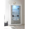 Modernes Wohnzimmer Vitrine glänzend weiß zementgrau 2 Türen Dern BC Sales