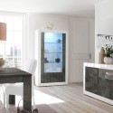 Design-Vitrine mit 2 Türen 110x191cm Wohnzimmer Hochglanz Weiß Schwarz Dern BX Aktion