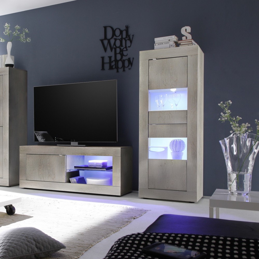 Moderne Wohnzimmer-Vitrine aus Holz 61x162cm Nina Pc Basic