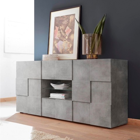Sideboard Wohnzimmer 181cm 2 Türen 2 Schubladen Schachbrett Beton Dama Ct M Aktion