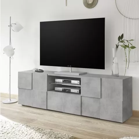 TV-Schrank 2 Türen und Schublade im Beton-Design Schach Tecum Ct Dama Aktion