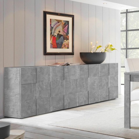 Sideboard mit 4 Türen, Anrichte, Buffet, 241 cm, Grau Betonoptik, Dama Ct L Aktion