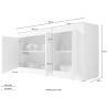 Modernes Wohnzimmer Sideboard 3 Türen glänzend weiß Zement Modis BC Basic Lagerbestand