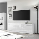Moderner TV-Schrank mit 2 Türen und 2 Schubladen, 210 cm, hochglanzweiß, Visio Wh Rabatte