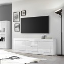 TV-Ständer 2 Türen 2 Schubladen modern 210cm weiß hochglanz Visio Wh Rabatte