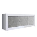 TV-Schrank 210 cm, 2 Türen, 2 Schubladen, Hochglanz Weiß, Betonoptik Visio BC Angebot