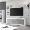 TV-Schrank 210 cm, 2 Türen, 2 Schubladen, Hochglanz Weiß, Betonoptik Visio BC Rabatte