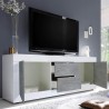 TV-Schrank 210 cm, 2 Türen, 2 Schubladen, Hochglanz Weiß, Betonoptik Visio BC Lagerbestand