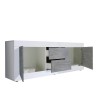 TV-Schrank 210 cm, 2 Türen, 2 Schubladen, Hochglanz Weiß, Betonoptik Visio BC Sales