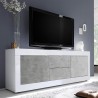 TV-Schrank 210 cm, 2 Türen, 2 Schubladen, Hochglanz Weiß, Betonoptik Visio BC Aktion