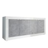 Moderne Sideboard für Wohnzimmer, 4 Türen, Weiß Hochglanz Betonoptik, 207cm Altea BC Angebot