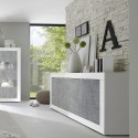 Moderne Sideboard für Wohnzimmer, 4 Türen, Weiß Hochglanz Betonoptik, 207cm Altea BC Rabatte