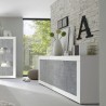 Moderne Sideboard für Wohnzimmer, 4 Türen, Weiß Hochglanz Betonoptik, 207cm Altea BC Rabatte