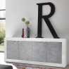 Moderne Sideboard für Wohnzimmer, 4 Türen, Weiß Hochglanz Betonoptik, 207cm Altea BC Katalog