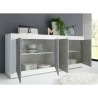Moderne Sideboard für Wohnzimmer, 4 Türen, Weiß Hochglanz Betonoptik, 207cm Altea BC Auswahl