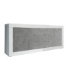 Sideboard mit 2 Türen und 3 Schubladen in Hochglanz Weiß-Beton 210cm Tribus BC Basic Angebot