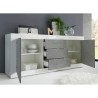 Sideboard mit 2 Türen und 3 Schubladen in Hochglanz Weiß-Beton 210cm Tribus BC Basic Modell