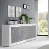 Sideboard mit 2 Türen und 3 Schubladen in Hochglanz Weiß-Beton 210cm Tribus BC Basic Auswahl